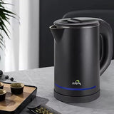 Dolphy 800ml Electric Kettle – Matte Black, Double Body, Rapid Boil, Auto Shut-Off, Compact Stainless Steel Hot Water Boiler for Tea & Coffee