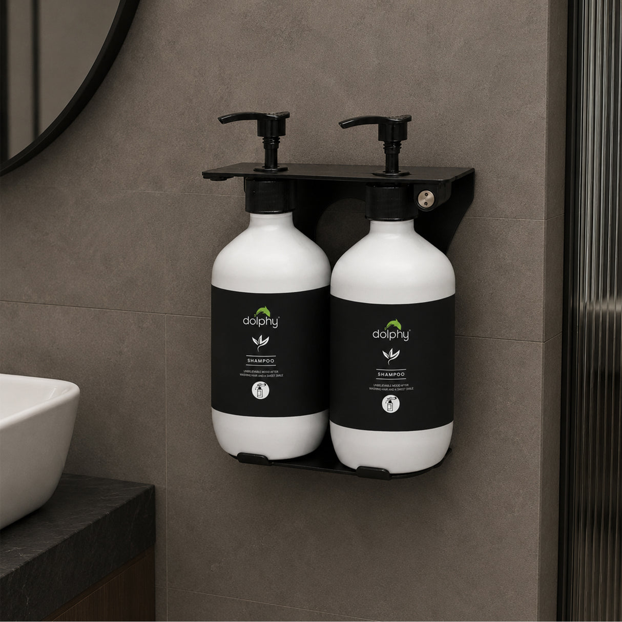 Dolphy 500ml Manual Soap Dispenser (Pack of 2) – White ABS & Steel Wall Mount, Refillable Liquid Dispensers for Bathroom, Kitchen & Commercial Use