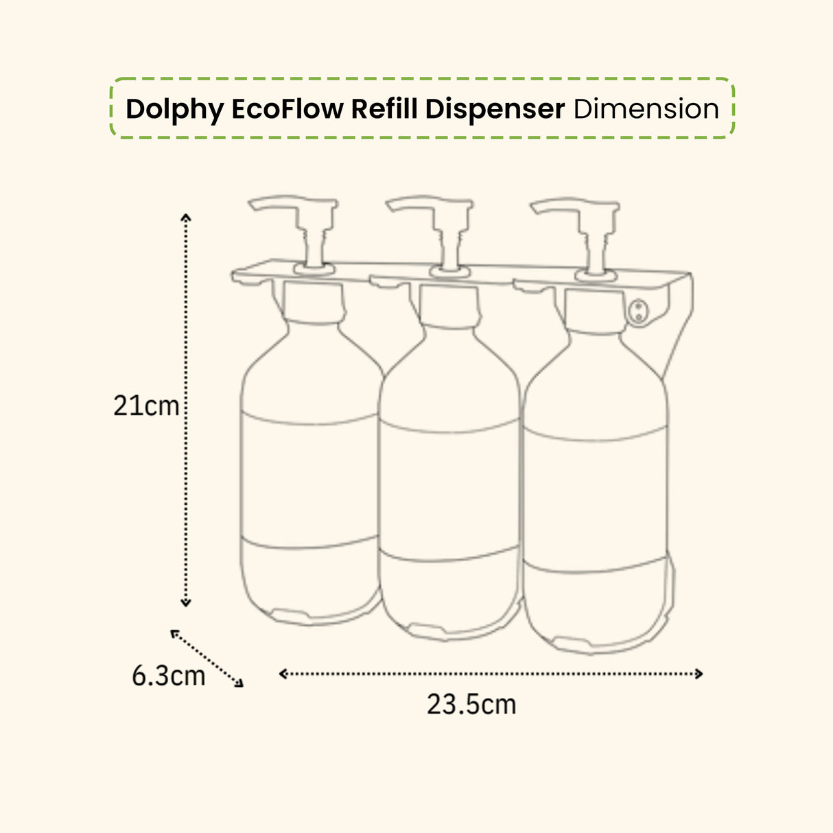 Dolphy 500ml Manual Soap Dispenser (Pack of 3) – White ABS & Steel Wall Mount, Refillable Liquid Dispensers for Bathroom, Kitchen & Commercial Use
