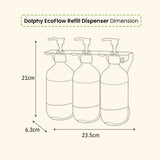 Dolphy 500ml Manual Soap Dispenser (Pack of 3) – White ABS & Steel Wall Mount, Refillable Liquid Dispensers for Bathroom, Kitchen & Commercial Use