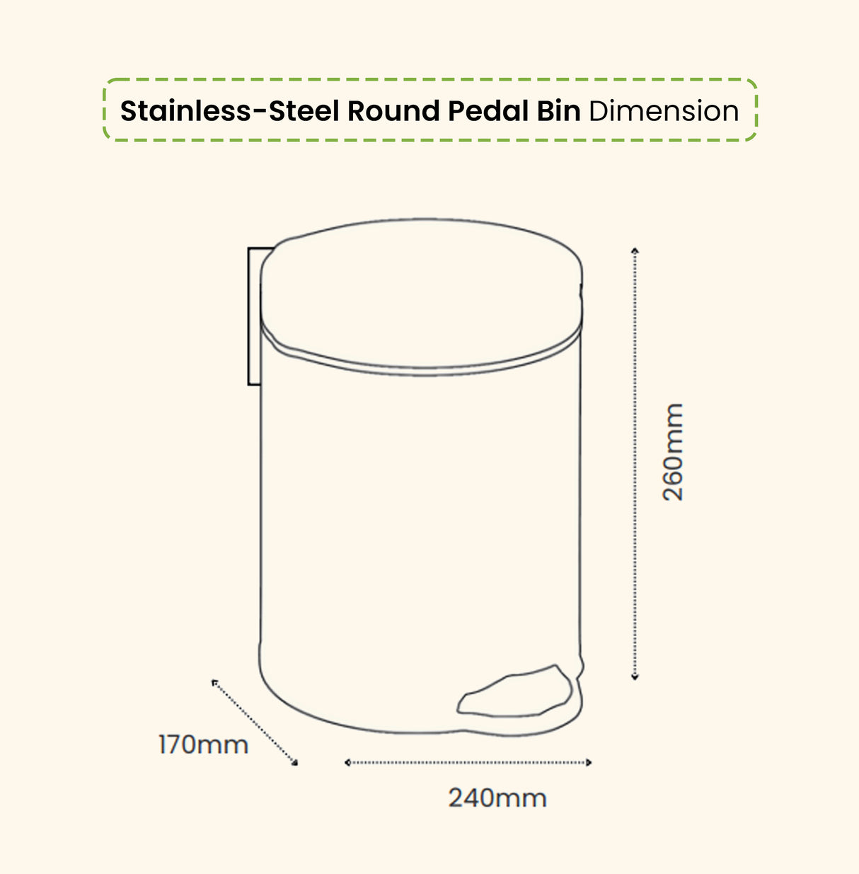 Dolphy 3L Round Stainless Steel Pedal Bin – Compact Foot Pedal Trash Can with Soft-Close Lid for Bathroom, Office & Bedroom – Matte Silver