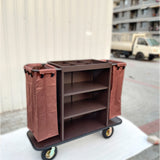 Dolphy Housekeeping Trolley Cart with Integrated Waste Bin – Brown Metal | 140x50x121cm
