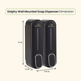 Dolphy Wall Mounted Soap Dispenser 300ml – Pack of 2, Durable ABS, Multi-Compatible Manual Dispenser – Black for Liquid Soap, Lotion & Shampoo