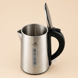 Dolphy 1L Electric Kettle – Brushed Silver Stainless Steel, 360 Swivel Base, Auto Shut-Off, Single Touch Lid Lock, Fast Boil Cordless Kettle for Home & Hotel