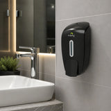Dolphy Plaza Manual Soap-Sanitiser Dispenser 800ml – Wall Mounted Refillable ABS Unit in Black – For Liquid Soap, Sanitiser, Shampoo & Lotion