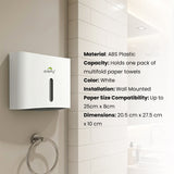 Dolphy Secure Lock ABS Hand Paper Towel Dispenser – White, Wall Mounted for M-Fold & Z-Fold Towels