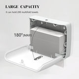 Dolphy Horizontal Slim ABS Paper Towel Dispenser – White, Lockable Wall Mount for Multi-Format Towels