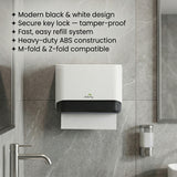 Dolphy Multifold ABS Paper Towel Dispenser – White, Lockable Wall Mount for M-Fold and Z-Fold Towels