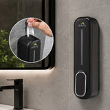 Dolphy 300ml Wall Mount Soap Dispenser – Black ABS Plastic, Manual Push, Refillable for Liquid Soap, Sanitiser, Lotion