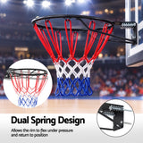 Everfit Basketball Hoop Ring 45cm Wall Mounted Steel Rim with Net and Twin Springs for Outdoor Practice Black