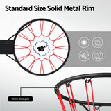 Everfit Basketball Hoop Ring 45cm Wall Mounted Steel Rim with Net and Twin Springs for Outdoor Practice Black