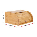 Artiss Bamboo Bread Box Bin Roll Top Kitchen Countertop Storage 45cm Natural