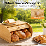 Artiss Bamboo Bread Box Bin Roll Top Kitchen Countertop Storage 45cm Natural