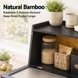 Artiss Bamboo Bread Box Kitchen Countertop Storage Clear Window Shelf 40cm Black