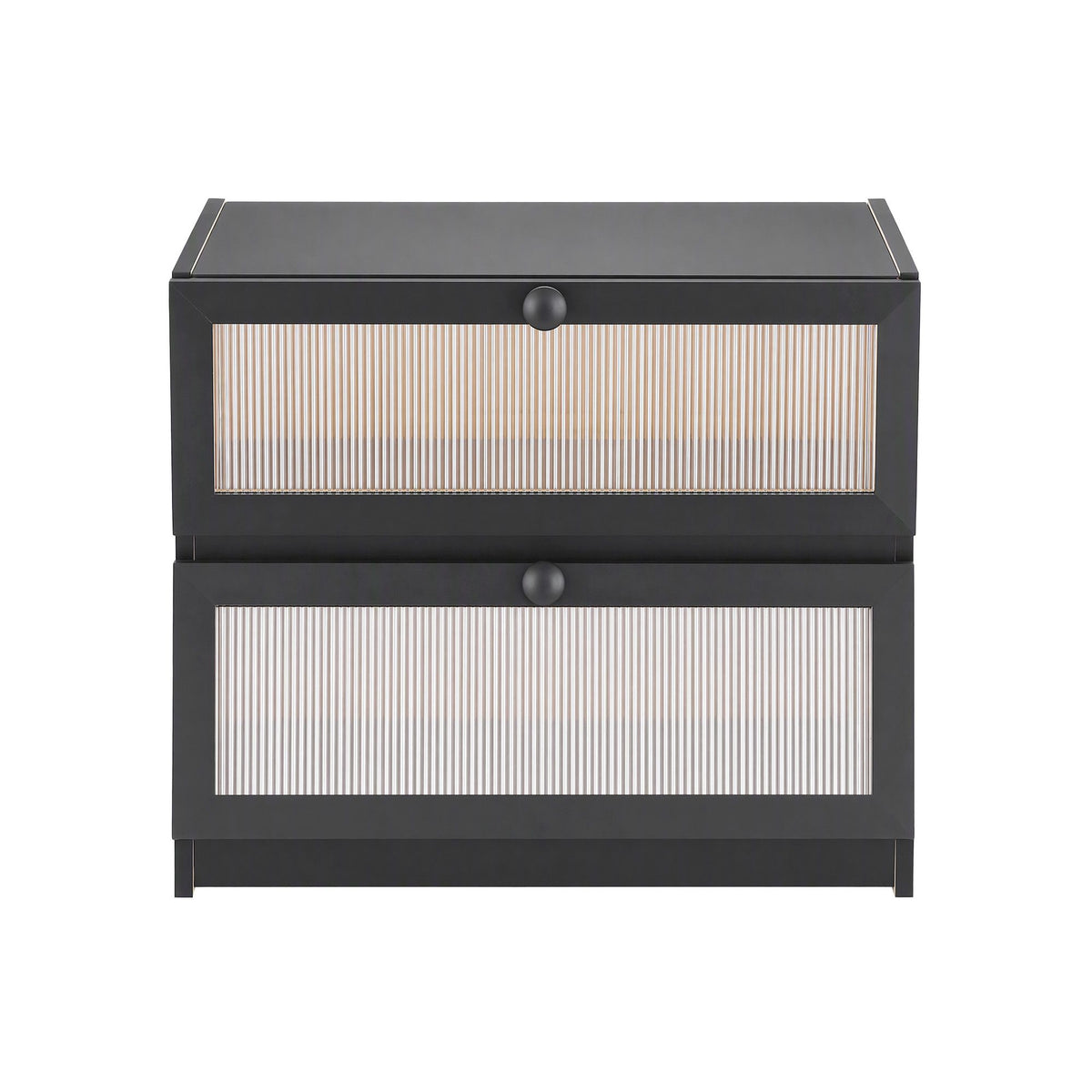 Artiss Bamboo Bread Box 2-Tier Kitchen Countertop Storage 40cm Black