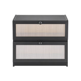 Artiss Bamboo Bread Box 2-Tier Kitchen Countertop Storage 40cm Black