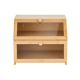Artiss Bamboo Bread Box 2-Tier Kitchen Countertop Storage 39cm Natural