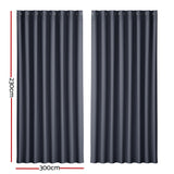 Artiss 2X Blockout Curtains Eyelet 300x230cm Charcoal