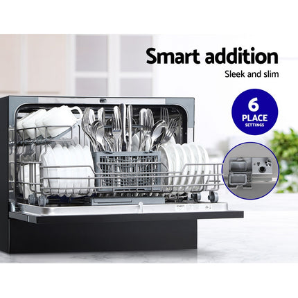 Devanti 6 Place Settings Benchtop Dishwasher Black