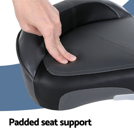 Seamanship Stand Up Lean Boat Seats Casting Fishing Seat Swivel 8cm Padding Grey.