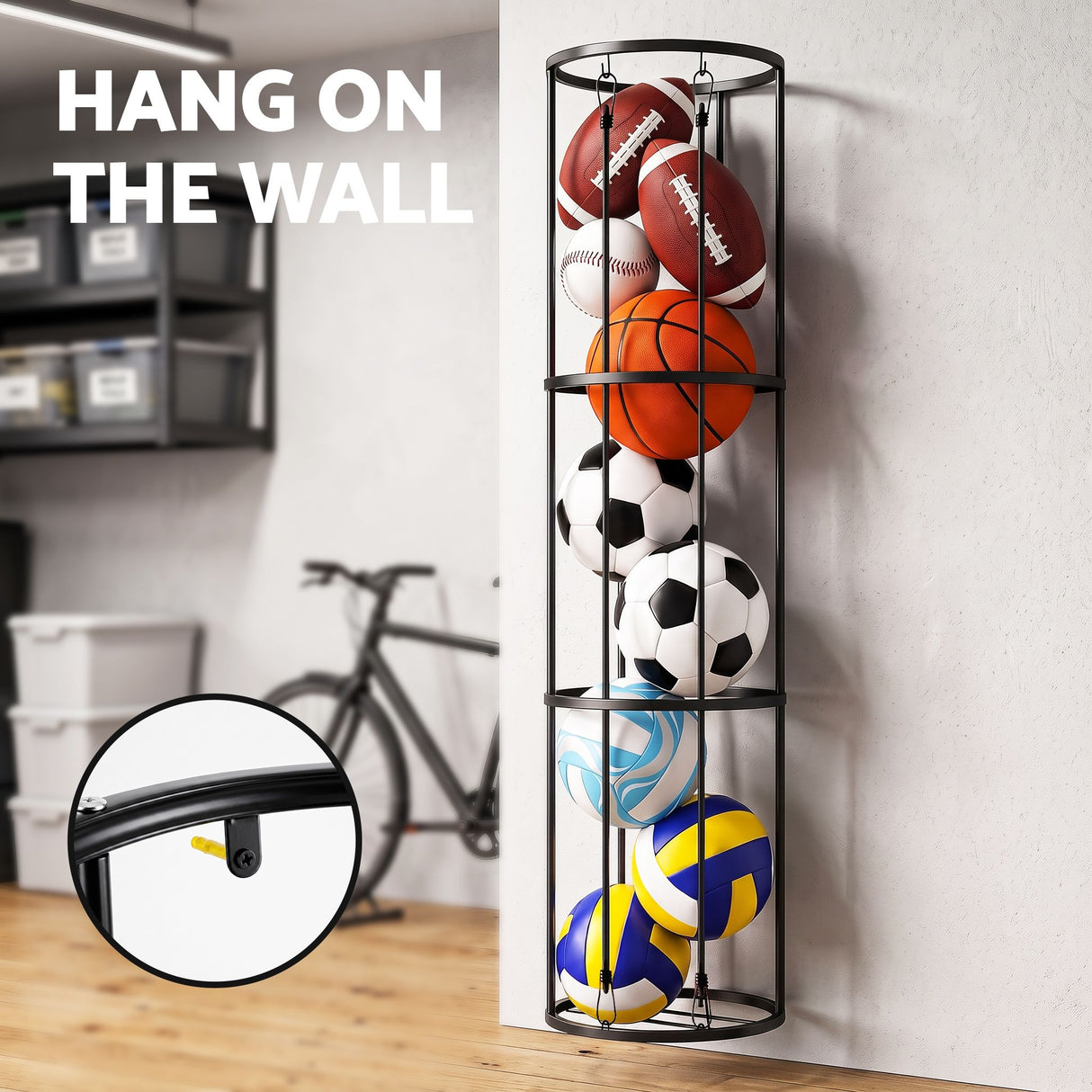 Everfit Vertical Ball Storage Rack with Wheels Sports Equipment Organiser