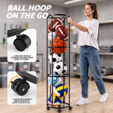 Everfit Vertical Ball Storage Rack with Wheels Sports Equipment Organiser