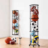 Everfit Vertical Ball Storage Rack with Wheels Sports Equipment Organiser