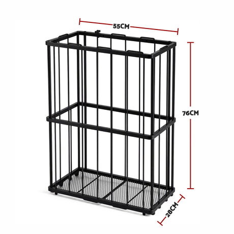Wall mounted floor organiser, freestanding.
