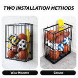 Everfit Ball Storage Rack Elastic Rope Ball Rack Wall Mounted & Floor Organizer