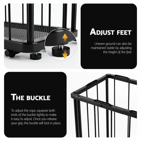 Wall mounted floor organiser, freestanding.