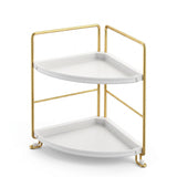 Artiss Bathroom Corner Shelf Countertop Organiser Vanity Storage Rack White Gold