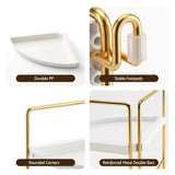 Artiss Bathroom Corner Shelf Countertop Organiser Vanity Storage Rack White Gold