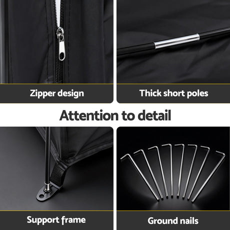 Waterproof tent, water resistant, supplied with a carry bag, lightweight.
