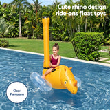 Bestway Kids Rhino Inflatable Ride-On Pool Float Toy Set of 2 with Boppers