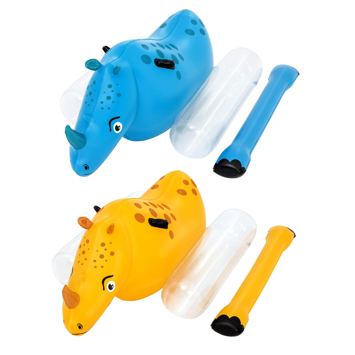 Bestway Kids Rhino Inflatable Ride-On Pool Float Toy Set of 2 with Boppers
