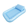 Large inflatable pool lounge chair with a raised pillow back and a cup holder.