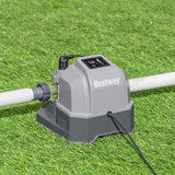 Bestway Hydrogenic saltwater chlorinator unit with hose fittings and a control dial.