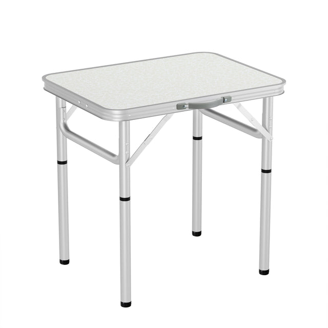 Folding camping table, with a carry handle.