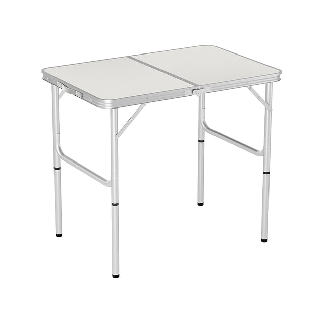 Folding camping table, with a carry handle.