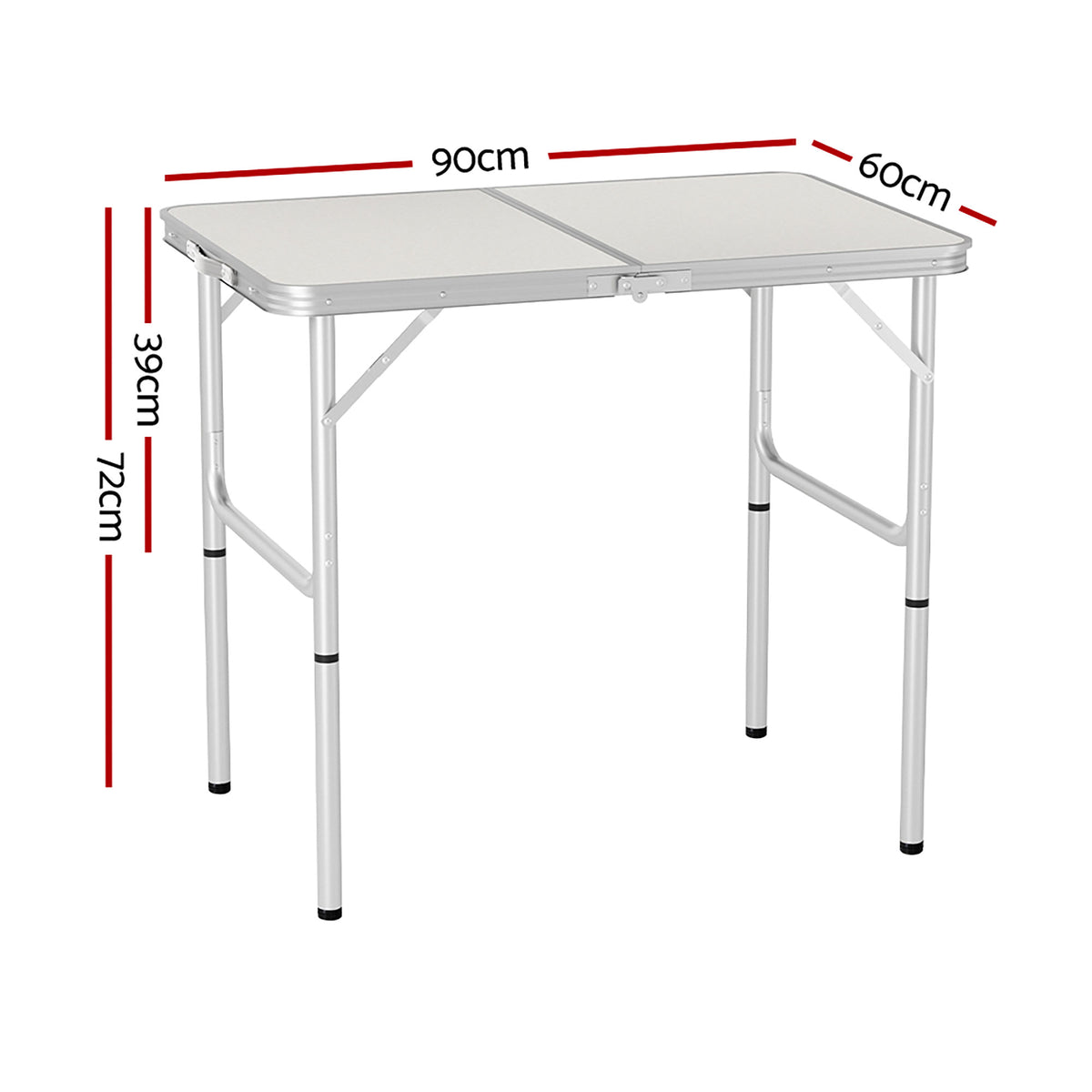 Folding camping table, with a carry handle.
