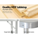 Folding camping table, with a carry handle.