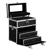 Embellir Portable Cosmetic Beauty Makeup Carry Case with Mirror Diamond Black.