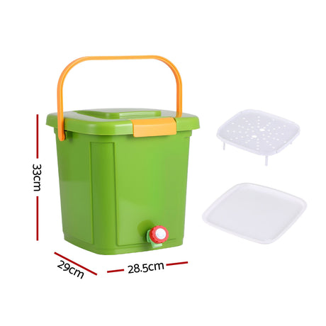 Green caddy drain tap, 15L, with a carry handle.