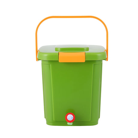 Green caddy drain tap, 15L, with a carry handle.