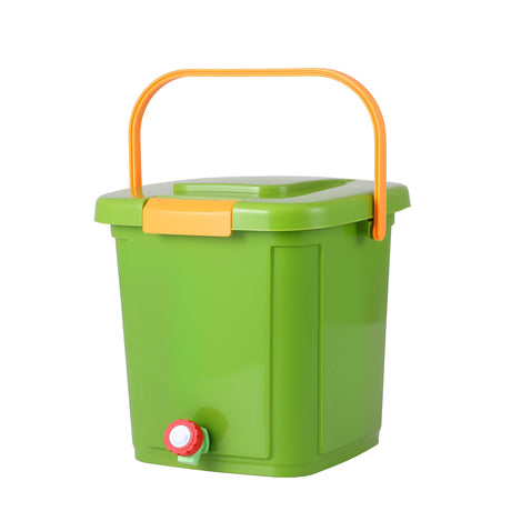 Green caddy drain tap, 15L, with a carry handle.