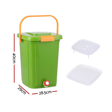 Green caddy drain tap, 20L, with a carry handle.
