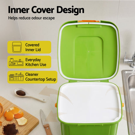 Green caddy drain tap, 20L, with a carry handle.