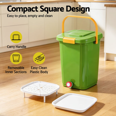 Green caddy drain tap, 20L, with a carry handle.