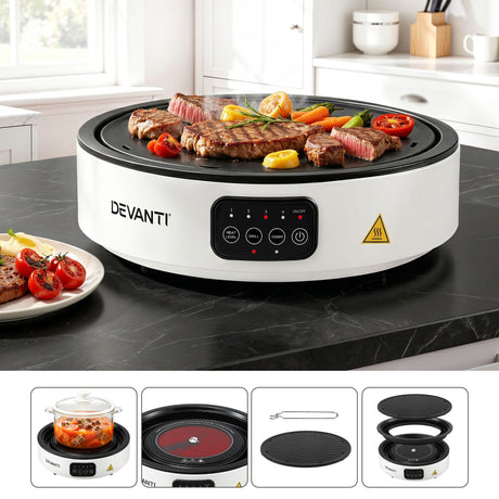 Devanti Ceramic Cooktop Electric Hot Plate Countertop Grill Cooker White - Shoppers Spot Appliances > Kitchen Appliances > Cooktops & Stoves
