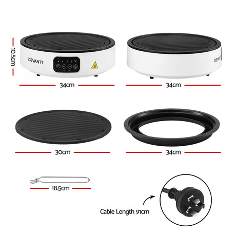 Devanti Ceramic Cooktop Electric Hot Plate Countertop Grill Cooker White - Shoppers Spot Appliances > Kitchen Appliances > Cooktops & Stoves - Alternate view 2